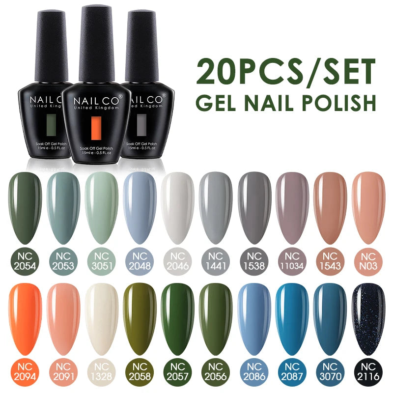 NAILCO 15ml 10/20pcs Gel Nail Polish Set Spring Summer Color UV Gel Nail Art All For Manicure  Gel Paint For DIY Professionals