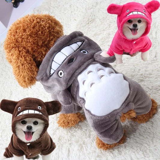 Winter Warm Totoro Dog Clothes Soft Fleece Pet Clothes for Small Medium Dogs Puppy Cat Hoodies Coats Chihuahua Yorkie Outfits