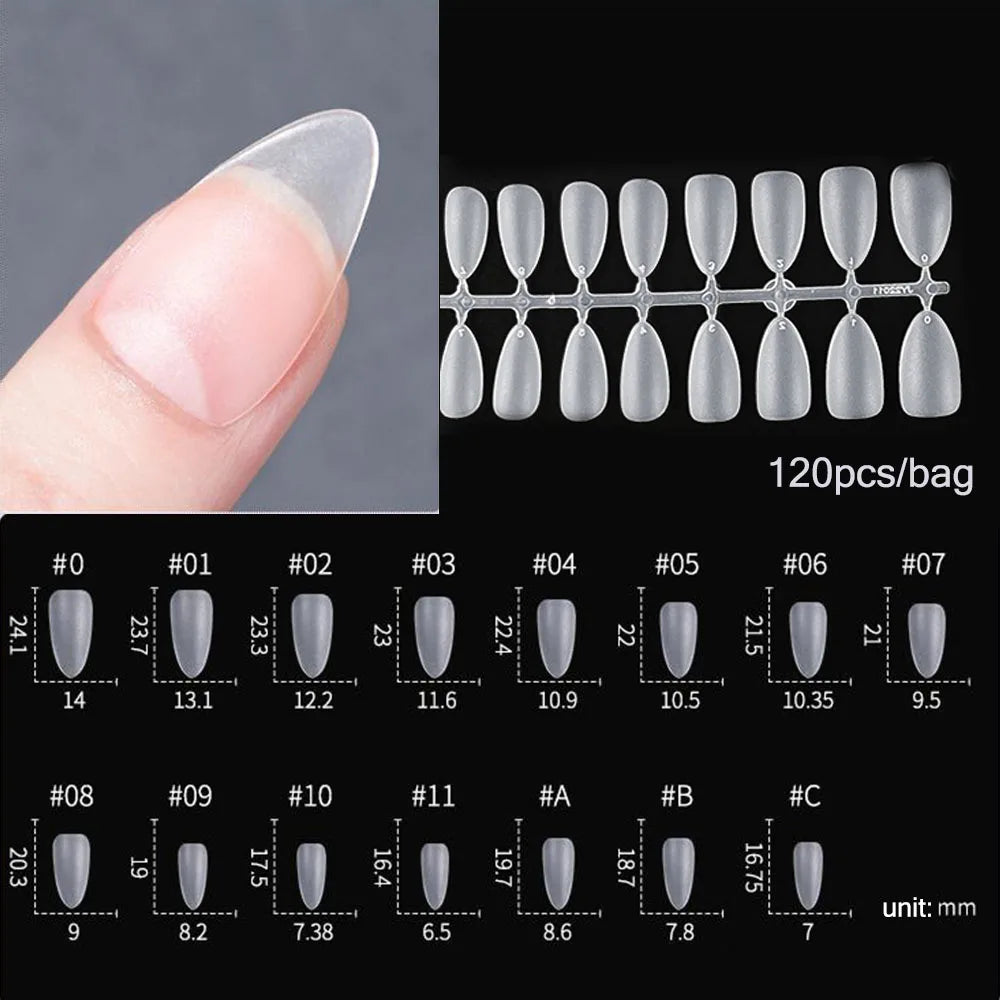 120pcs False Nails Transparent Press on Nails Coverage False Nails Tips Short T-shaped Water Drop Full Sticker For Nails