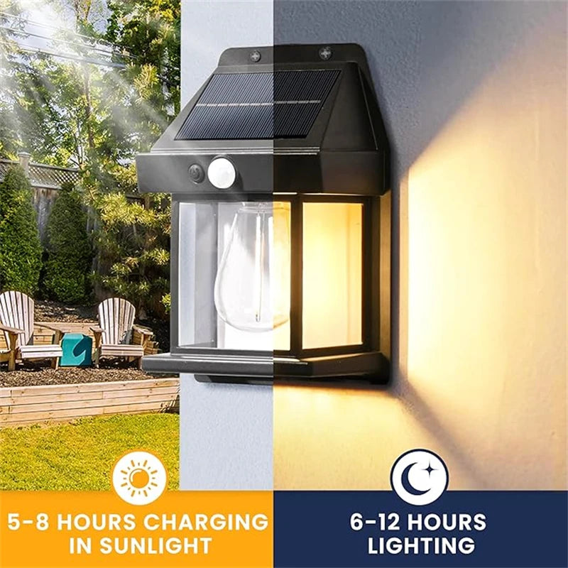 Solar Wall Lights Outdoor Tungsten Waterproof Wireless Motion Sensor Security Lamps Dusk to Dawn Lighting for Garden 1~10PCS