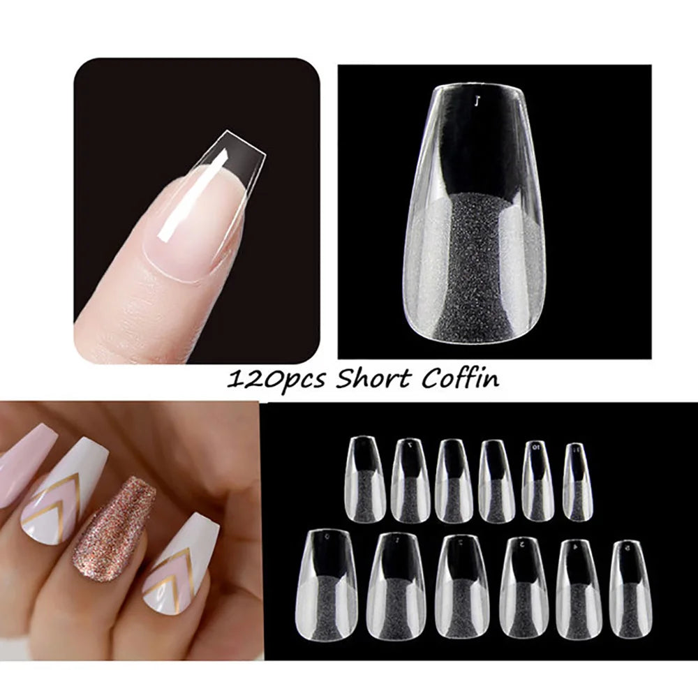 120pcs/bag Matte Press On Nail Tips Soft Full Cover False Nails Oval Almond Sculpted Fake Nail