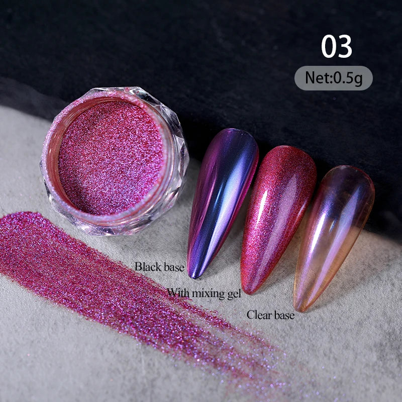 1Box Pearl Nails Glitter Powder Aurora Chrome Pigment Moonlight Shell Mirror Rubbing Dust UV Gel Polish Nail Supplies Decoration