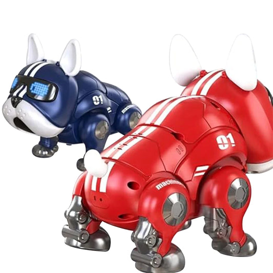 V01 Violent Dog With Movable Head And Limb Music Robot Dog Toy Red And Blue Children's Intelligent Mechanical Dog Electronic Pet