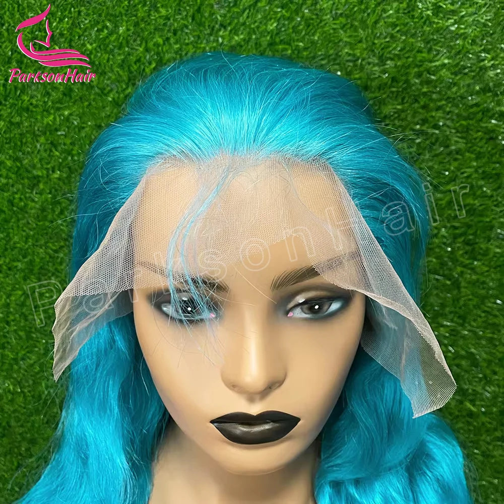 Blue 613 Colored 13x6 HD Transparent Lace Frontal Wigs Human Hair Wig  For Black Women Brazilian Remy Hair Full Lace Wigs 250