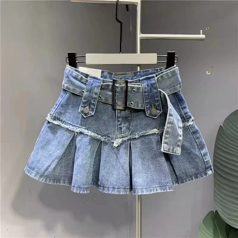 American New Fashion Cross Embroidery Patch Short Suit Female Y2K Harajuku Style Popular Sexy Spice Slim Denim Skirt Streetwear