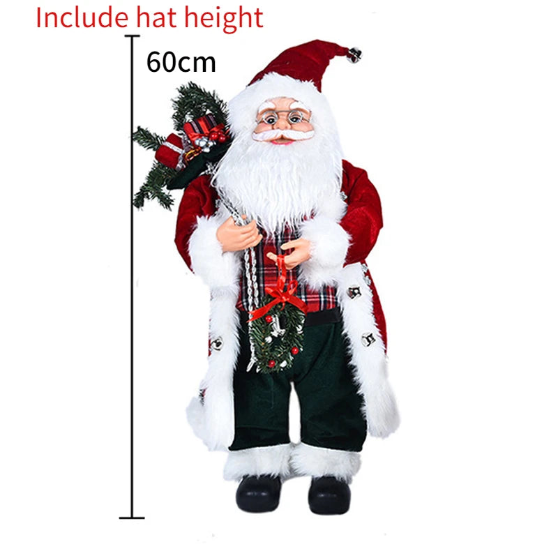 60cm Large Santa Claus Merry Christmas Decorations for Home Happy New Year 2023 Fabric Knitting Clothes Doll Window Decor