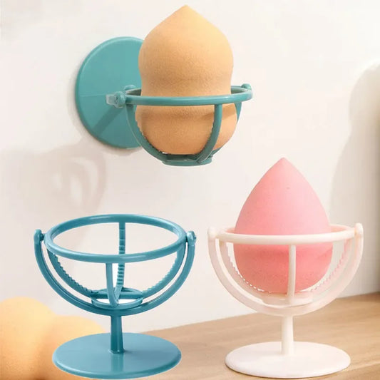 Puff Holder 360° Rotatable Wall-mounted Sponge Powder Puff Shelf White Blue Makeup Sponge Beauty Egg Holder Make Up Storage Tool