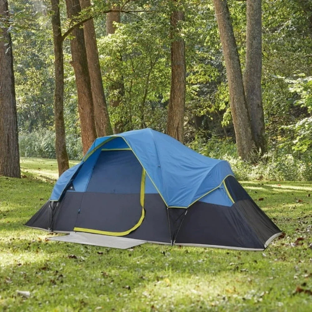 8-Person Dome Tent with Fly, easy set-up, Grey,/ Blue in colour, size: 16ft L x8ft W x72in H