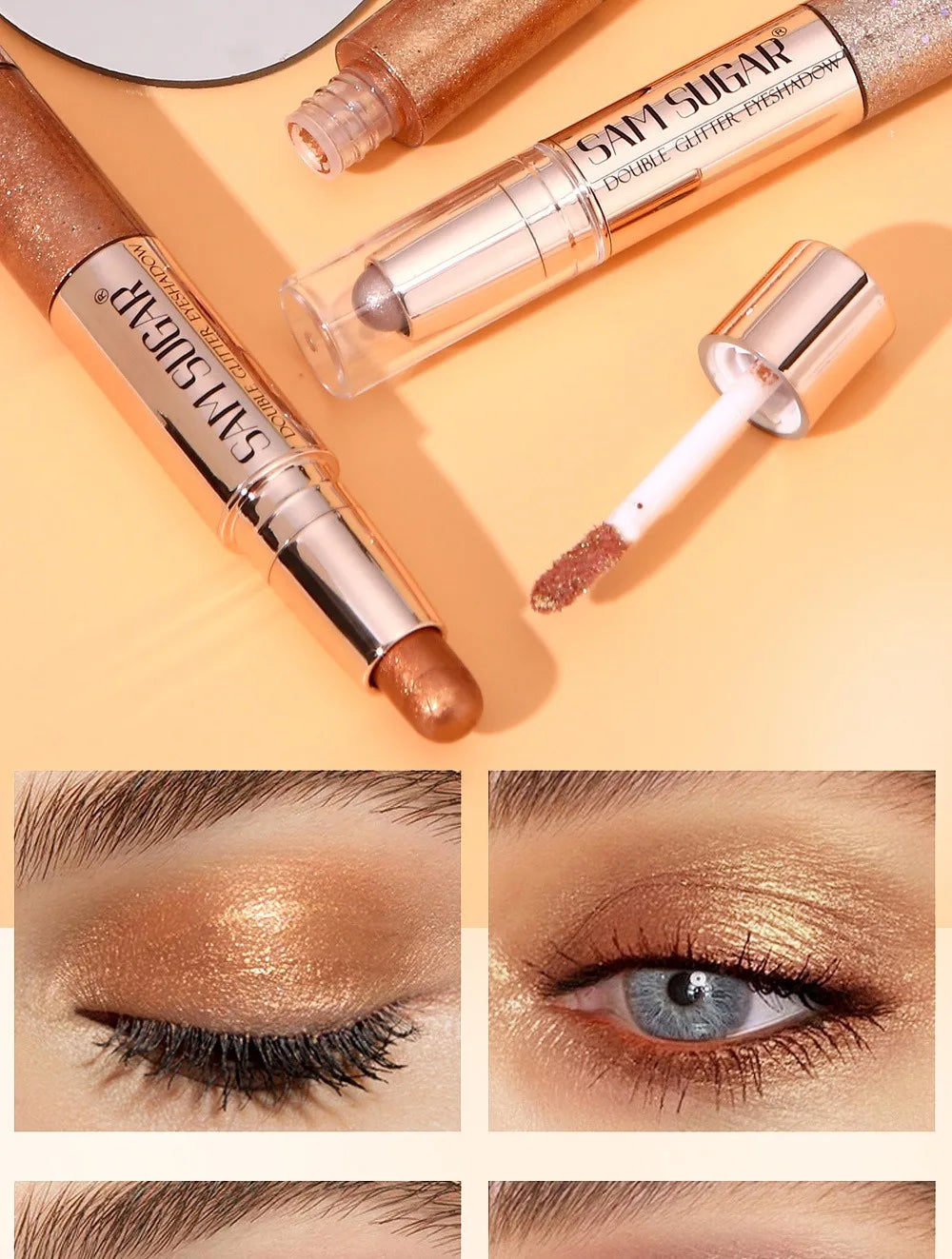 Double Head Liquid Eyeshadow Pearl Eye Shadow Contour Lying Silkworm Pen Sparking Waterproof Long Lasting Party Eye Makeup Tools