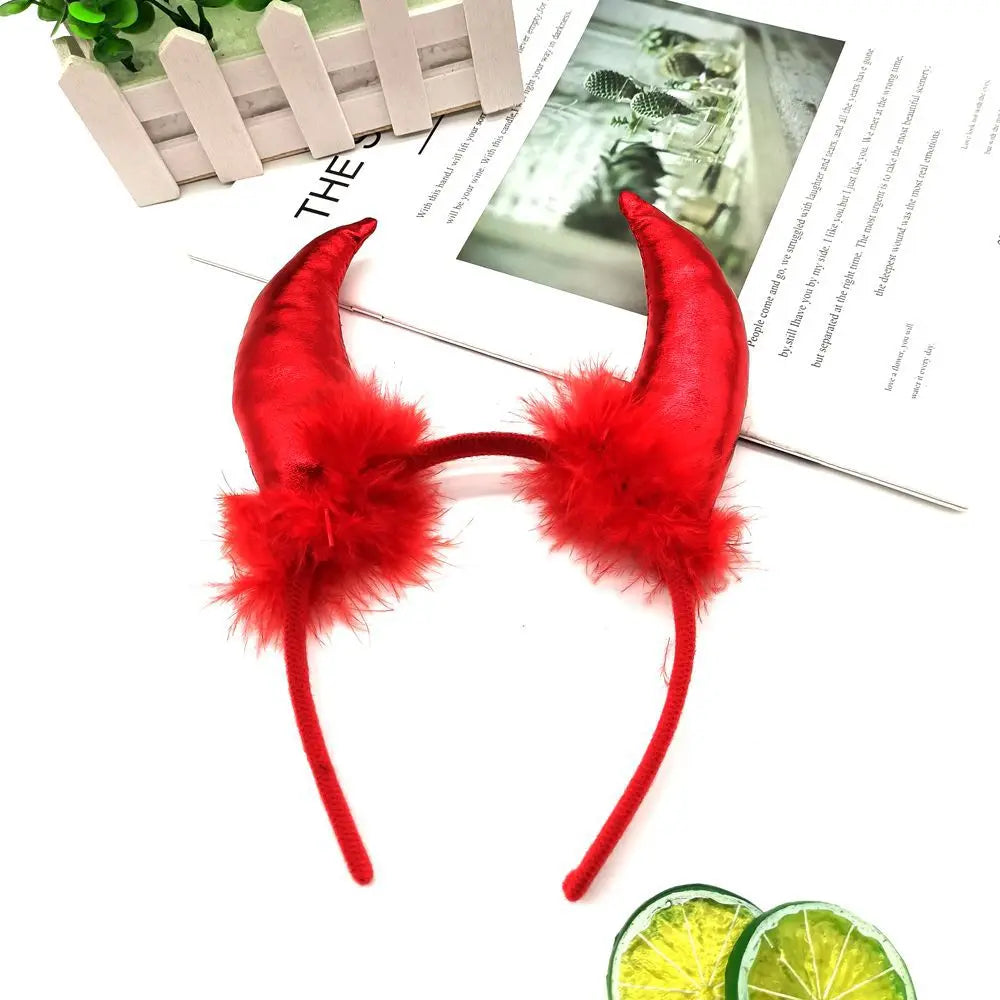 1pc Puffy Devil Horns Headband Glitter Headband Halloween Costume Accessories Halloween Hair Band For Women Men Hair Accessories