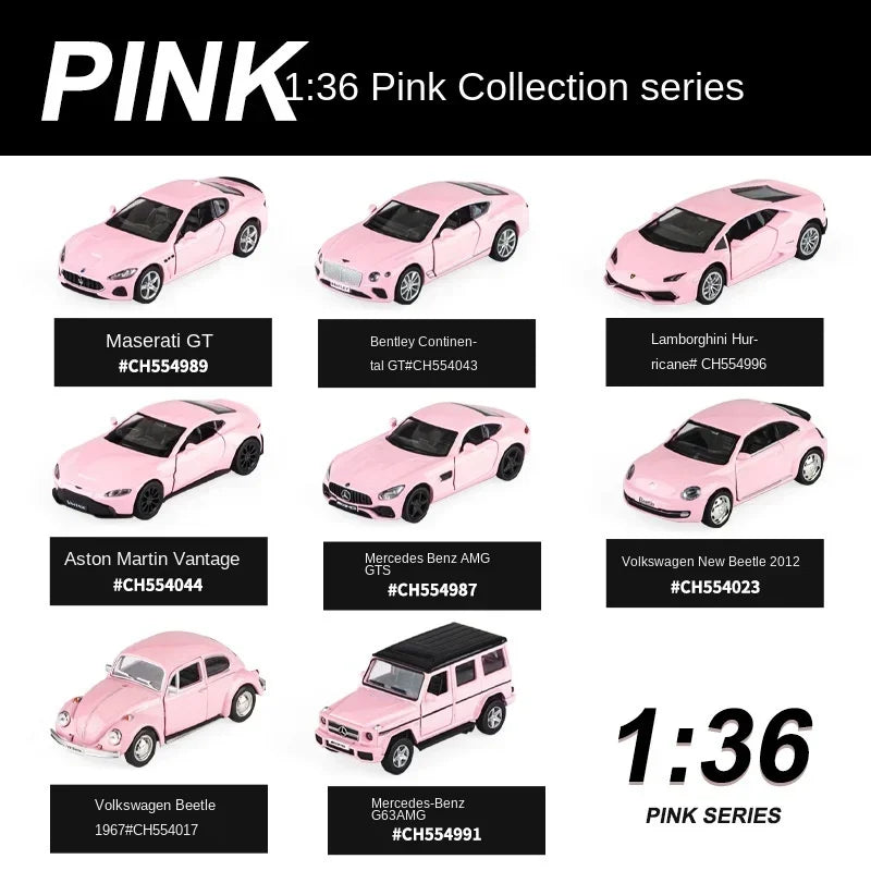 1:36 Pink Benz Diecast Alloy Model Car Children Lighting and Music Simulation Car Collection Model Presents A Girl Toy Gift F415