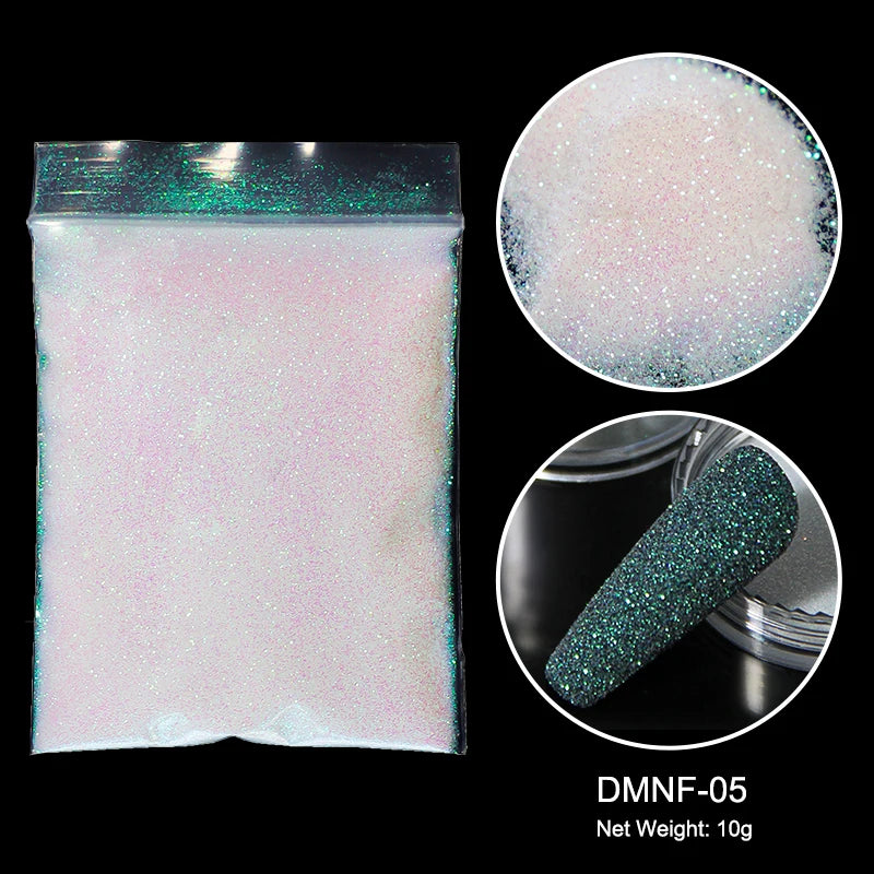 10g/bag Shining Sugar Nail Glitter Colorful Powder Candy Coat Effect White Black Pigment Dust Nails Art Decorations DIY Supplies