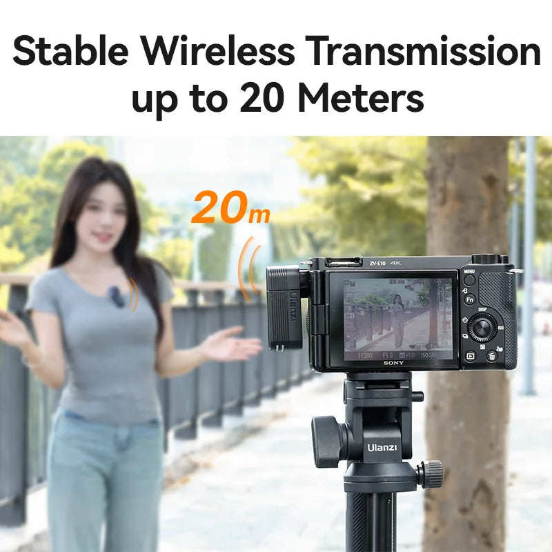 Ulanzi A100 Wireless Lavalier Microphone 20M Transmission for Street Interviews Vlogging Music Recording for Smartphones Cameras