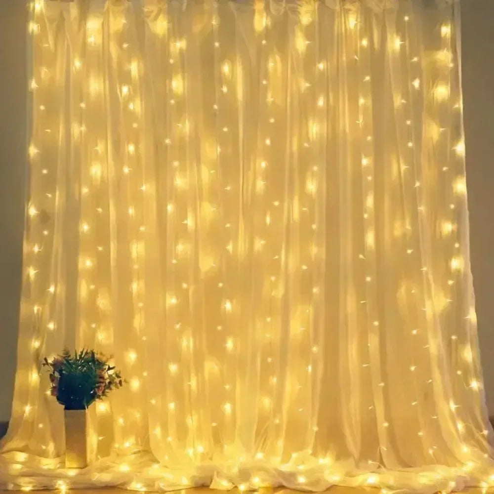 USB LED Curtain String Lights with Remote Control Bedroom Holiday Wedding Birthday Christmas Decor LED Fairy Garland Lamp