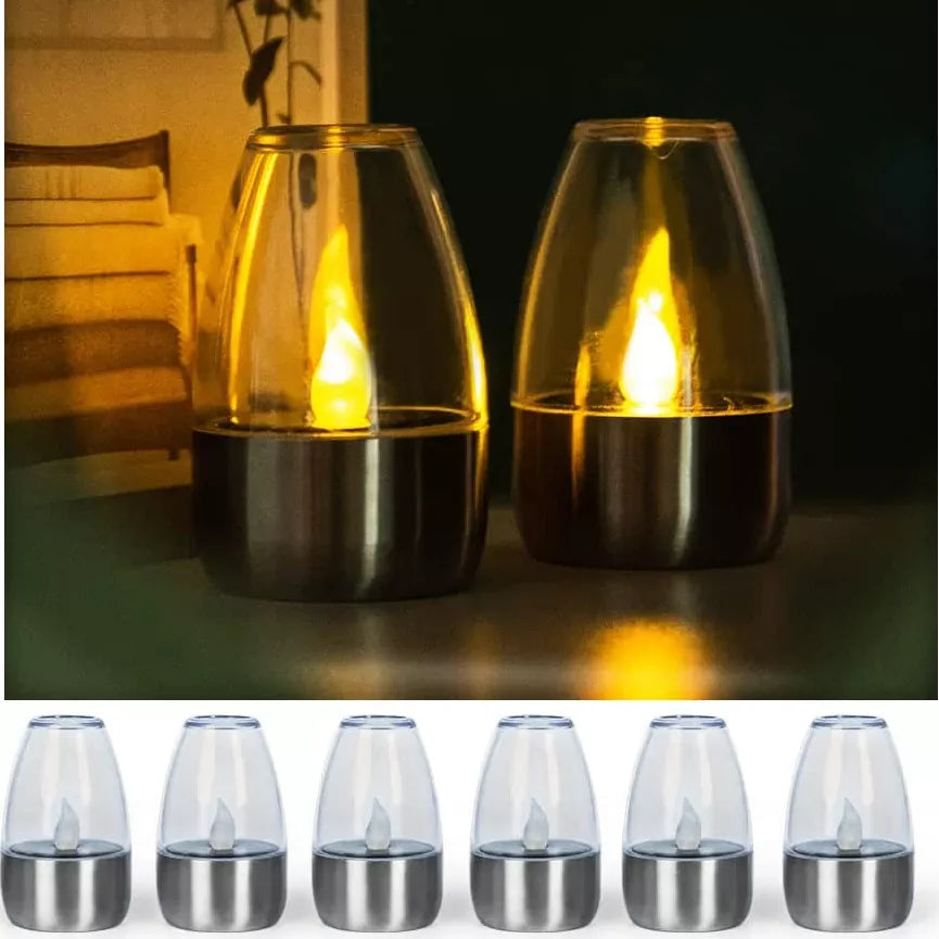 Solar Candle Lights LED Tea Light Candles Outdoor Waterproof  Garden Lawn Dinner Night for Christmas Halloween Valentine's Day