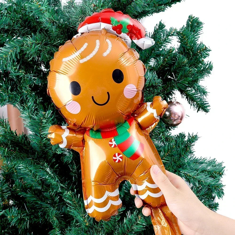 1-15PCS Christmas Balloons Aluminum Foil Small Balloon Toy Xmas Tree Gingerbread Man Santa Birthday Party Holiday Decoration