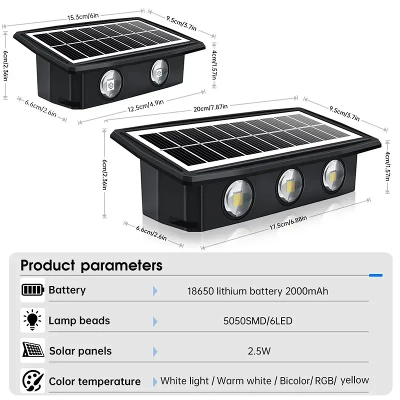 Solar Wall LED Light Outdoor Garden Decoration Wall Lamp High Brightness Up And Down Luminous Lighting Outdoor Solar LED Lamp