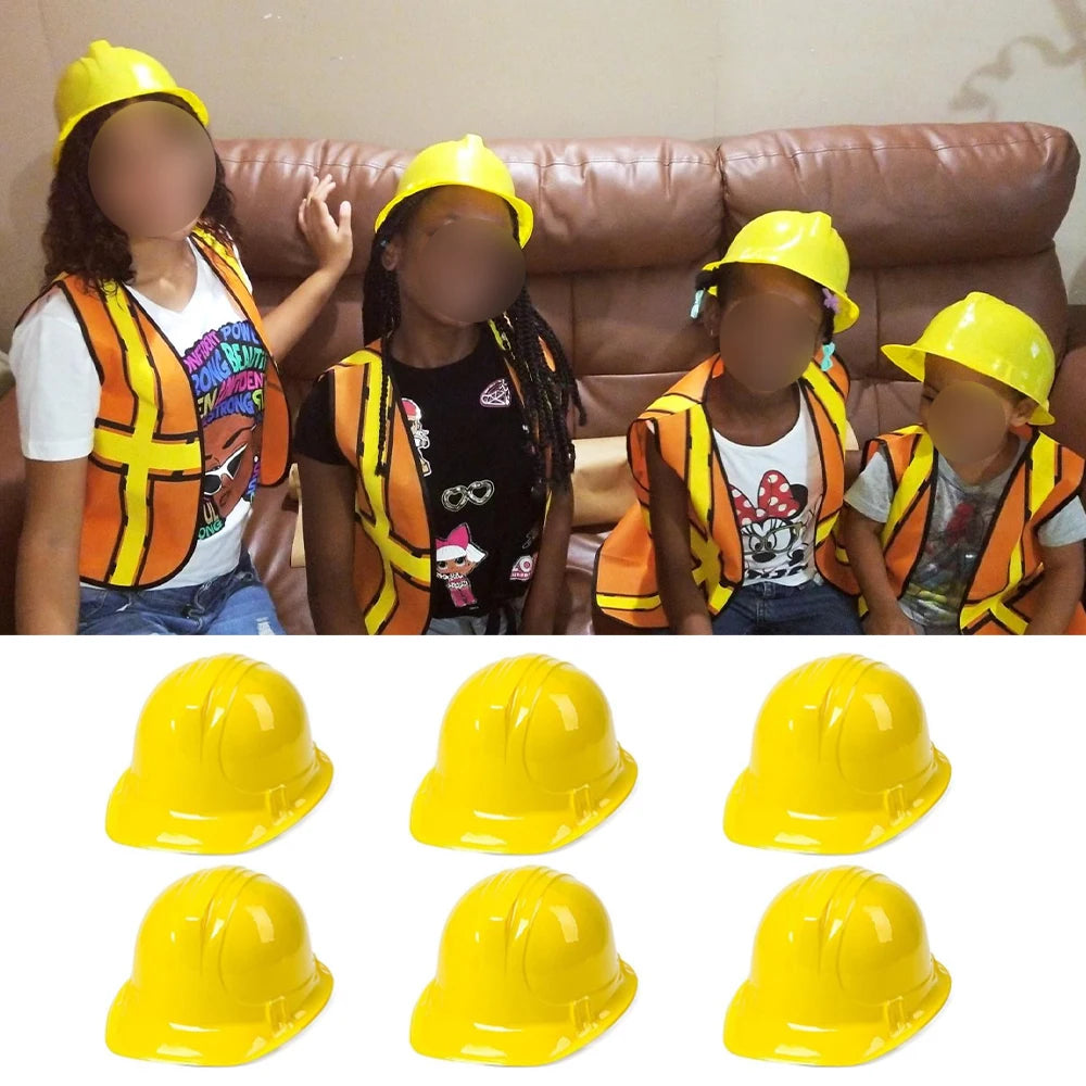 5/16/33 Pcs Construction Kids Plastic Worker Helmet Truck Construction Dress Up Hats Construction Themed Birthday Party Supplies