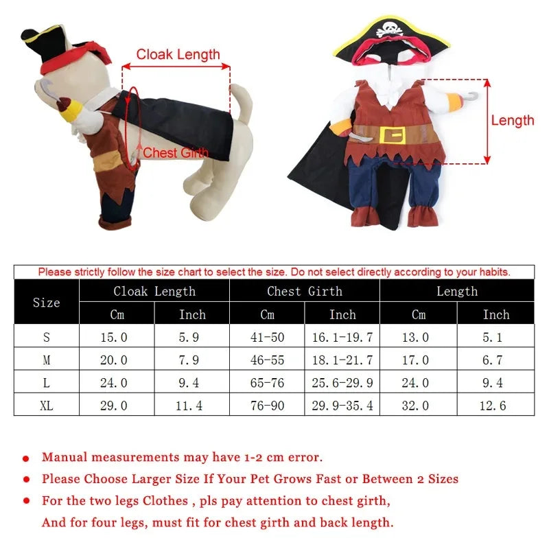 Funny Dog Clothes Puppy Kitten Halloween Cosplay Pirate Costume Jacket For Small Medium Dogs Cat Creative Novelty Chihuahua Coat