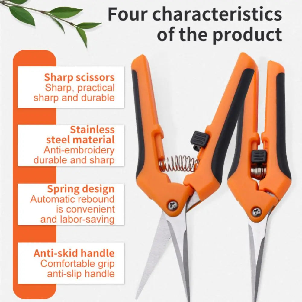 Garden Pruning Shear Straight Blade Shears Household Leaf Potted Branch Pruner Stainless Steel Elbow Cut Tools for Shrub Trimmer