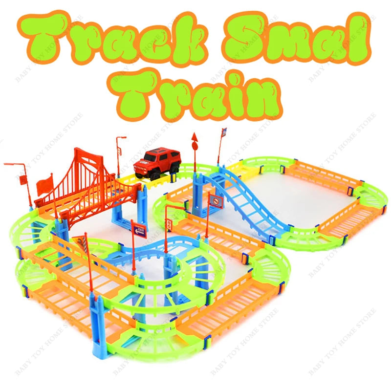 Railway Racing Track Set Educational DIY Bend Flexible Race Track Assembled Rail Smart Electronic Car Toys Gifts for Kids Boys