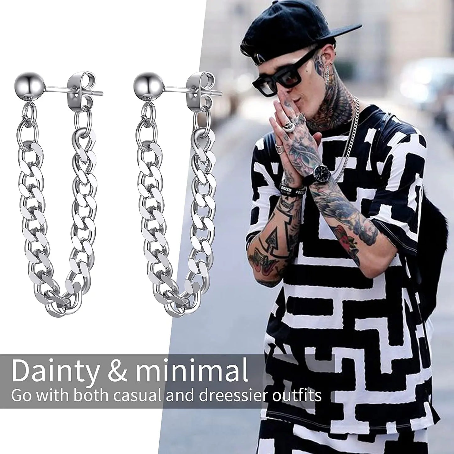 ChainPro Earrings Men and Women, 316L Stainless Steel, Punk Hypoallergenic Surgery Huggie Ring Earrings Men's Jewelry CP921