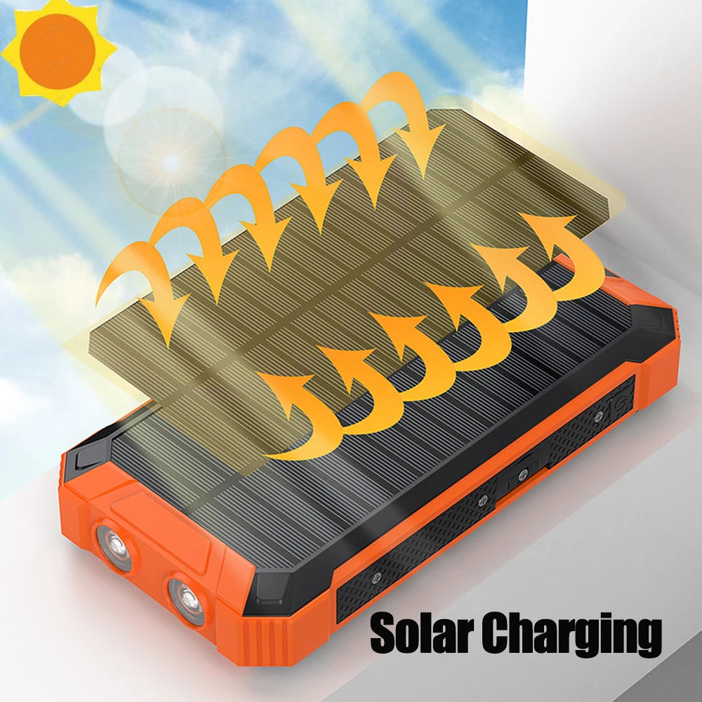 20000mAh Waterproof Charger power Solar Charger Portable Dual Linght Solar Energy Light Camping Flashlight Power Bank