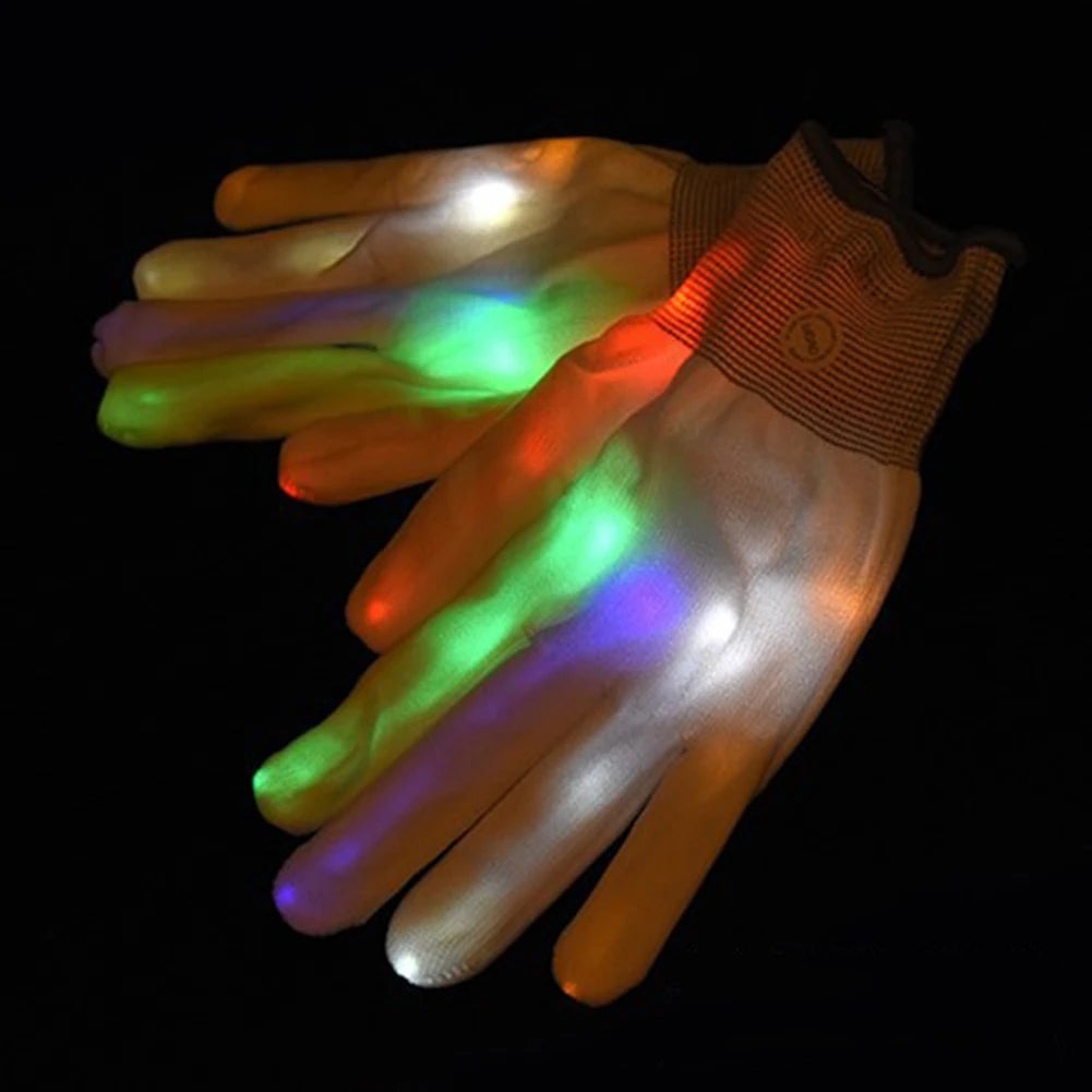 1PC  LED Luminous Gloves Halloween Party Light Props Luminous Flashing Skull Gloves Stage Costume Event Party Light Up Gloves