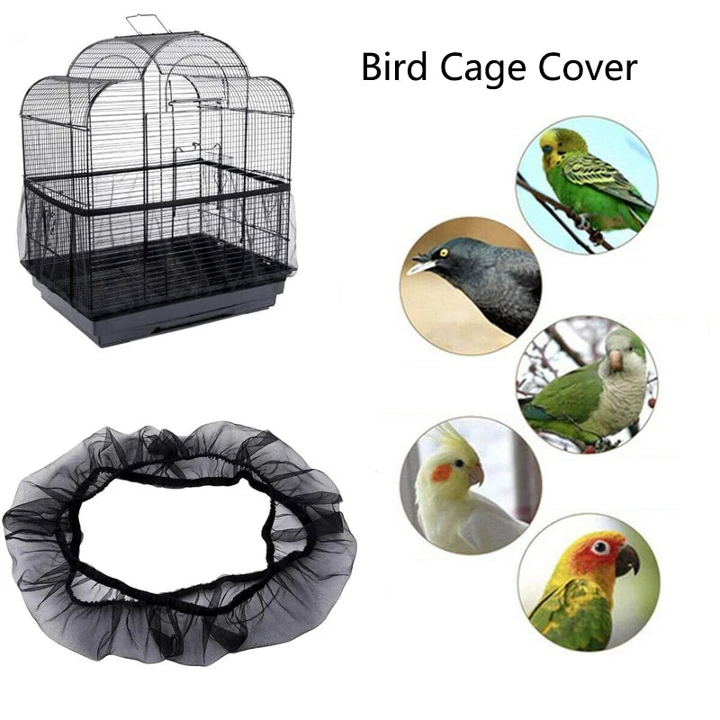 1pcs Mesh Bird Cage Cover Shell Skirt Net Easy Cleaning Catcher Guard Bird Cage Accessories Airy Mesh Bird Cage Net