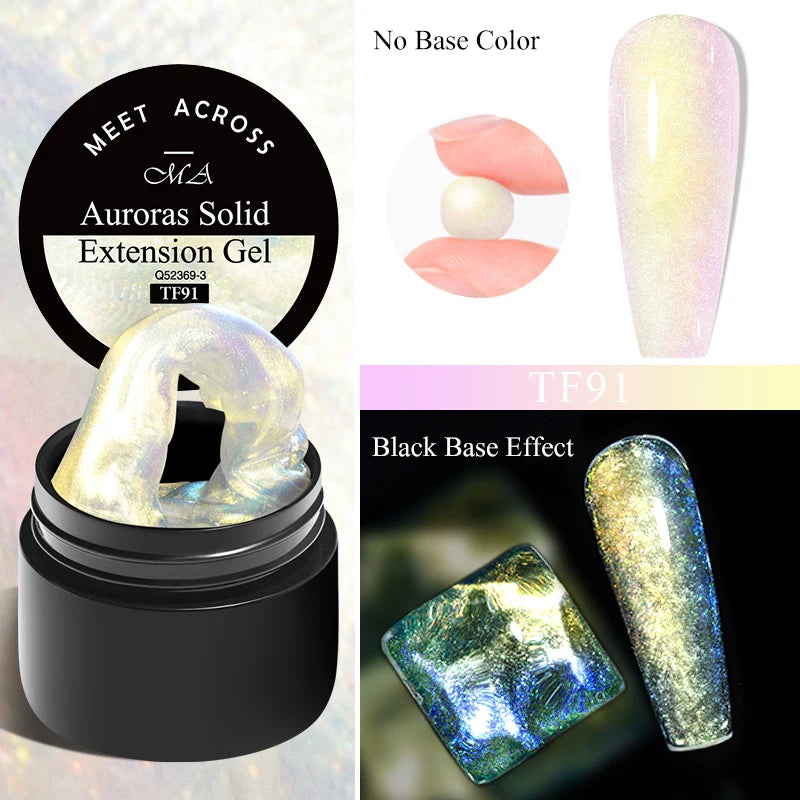 MEET ACROSS 7ML Pink Glitter Quick Extension Gel Nail Polish Gold Foils Effect Vernis Semi Permanent UV Gel Nail Art Hard Gel