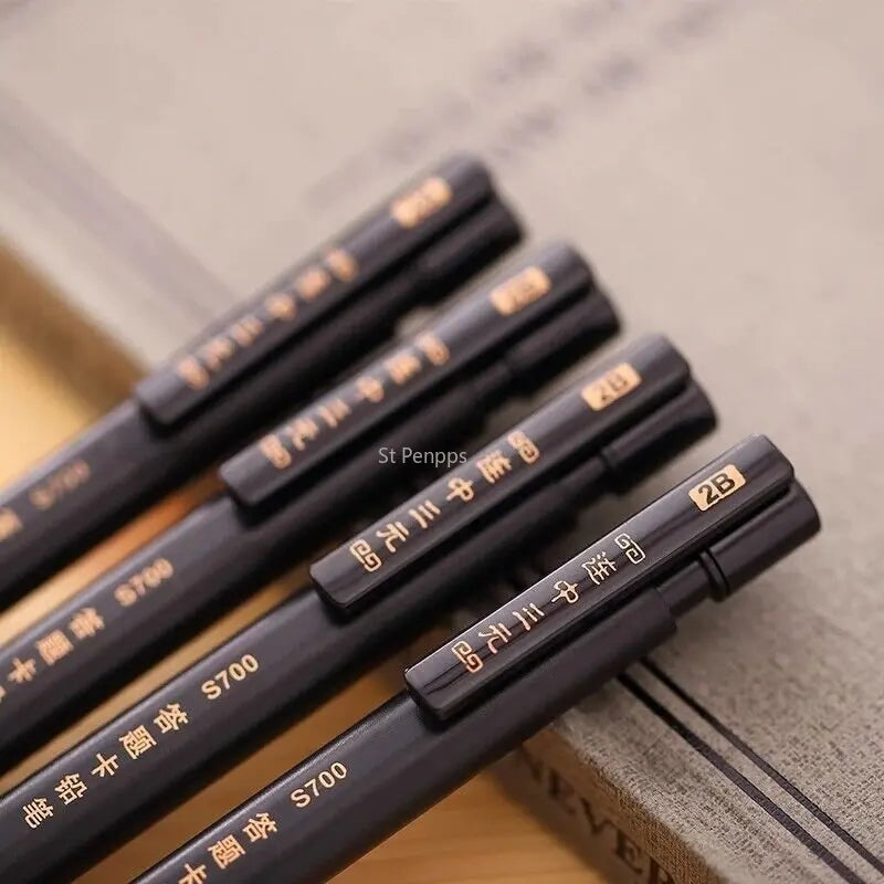 Thick Flat Head Mechanical Knock Pencil 2B Refills For Students Examnation Stationery Office school supplies