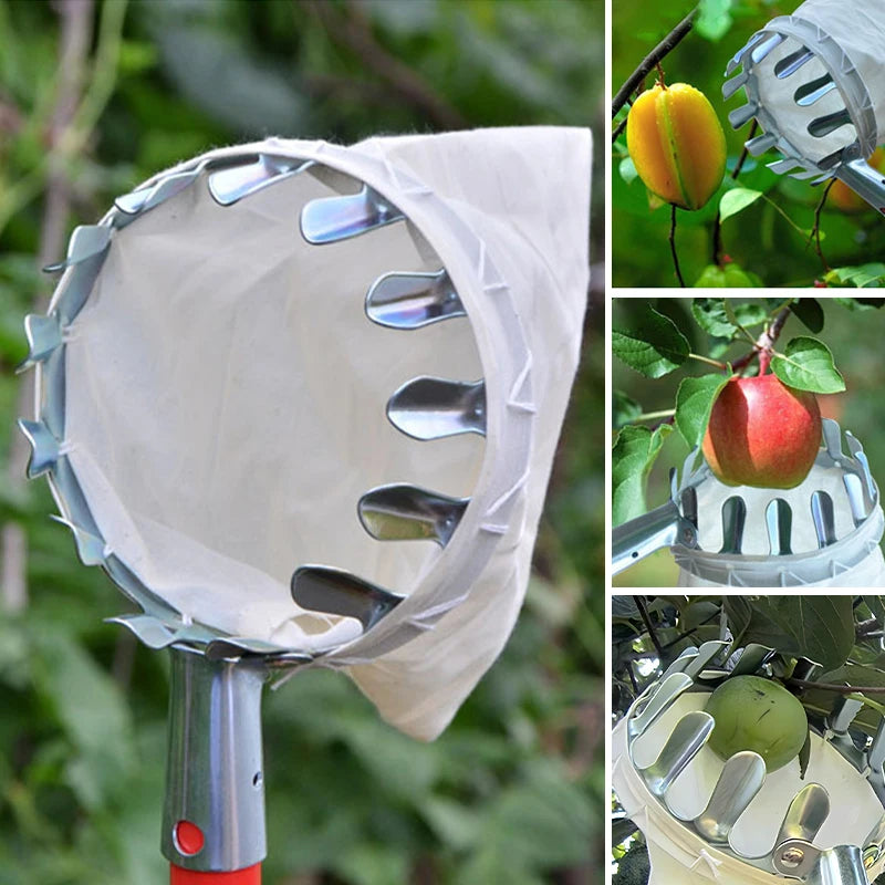 Metal Fruit Picker Gardening Peach High Tree Picking Catcher  Garden Orchard Fruit Collection Bag Net Tools Without Handle