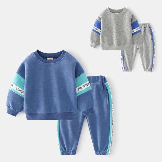 Autumn Little Boy 2 Piece Clothing Set Letter Bars Long Sleeve Pullover Sweatshirt Pant Suits Casual Jogger Pant Kid Boy Outfits