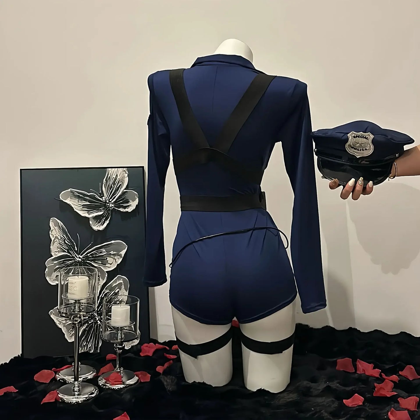 Halloween Sexy Cop Cosplay Erotic Lingerie Policewoman Costume Police Uniform Women Jumpsuit Nightclub Performances Costumes