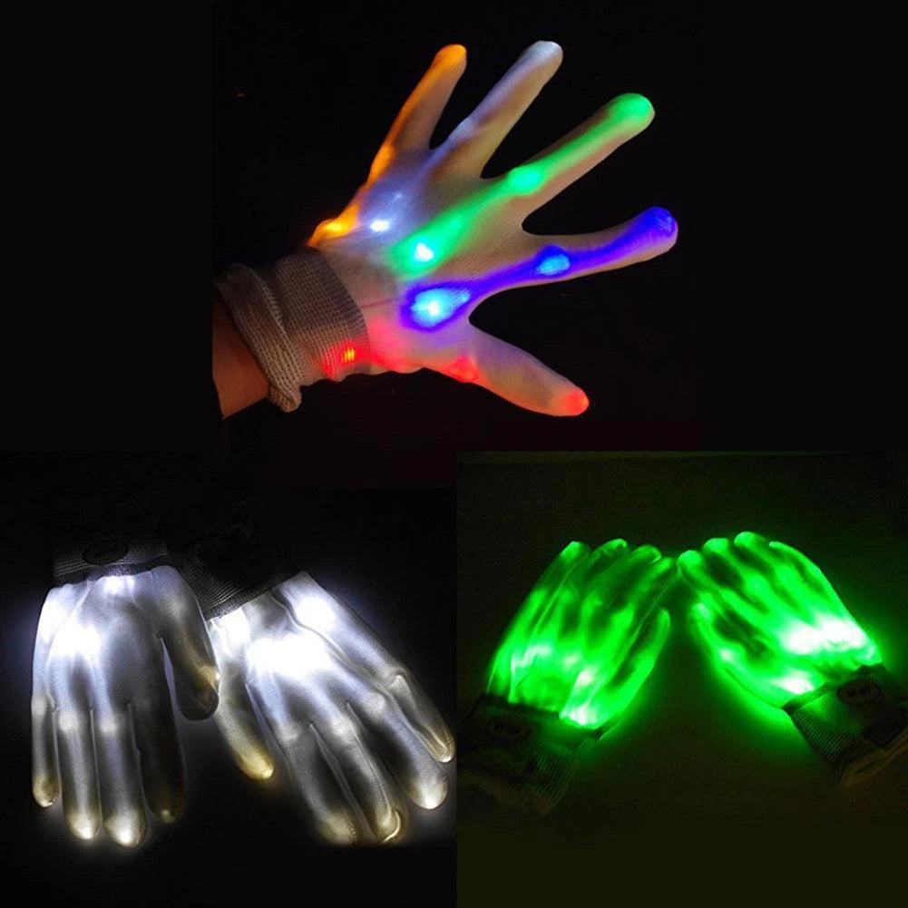 1PC  LED Luminous Gloves Halloween Party Light Props Luminous Flashing Skull Gloves Stage Costume Event Party Light Up Gloves