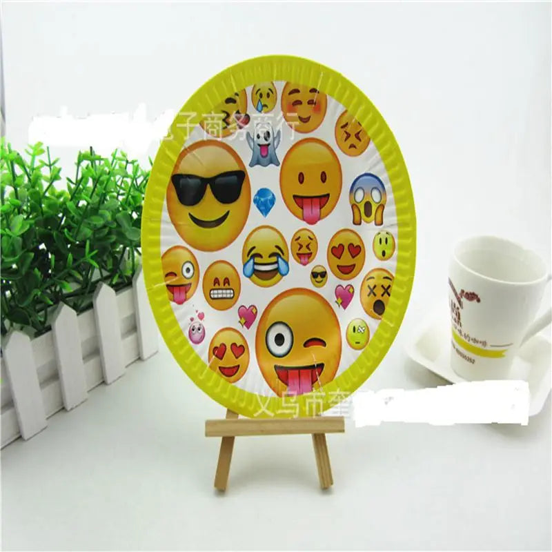 Expression Party Supplies Disposable Tableware Paper Cups Plates Balloons Baby Shower For Kids Birthday Party Decoration