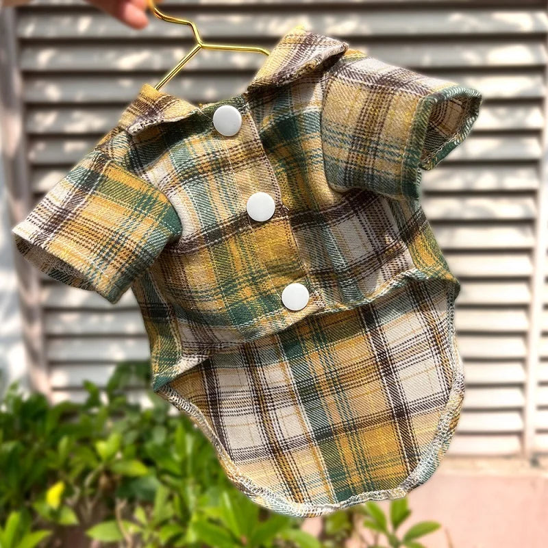 Pet Shirt for Small Large Dogs Classical Plaid Dog Clothes Breathable Puppy Coat Autumn Cat Shirt Fashion Pet Costumes Dog Vest