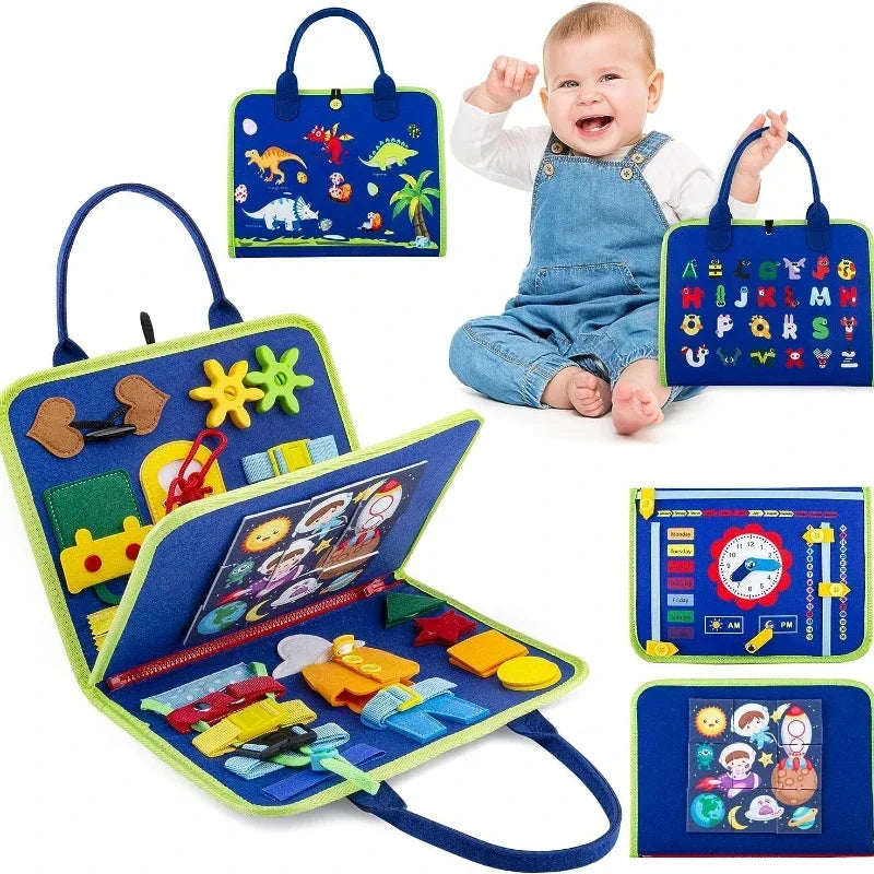 Busy Board Montessori Toys Toddlers Sensory Suitcases Preschool Learning Educational Travel Activities Motor Lacing Up Skills