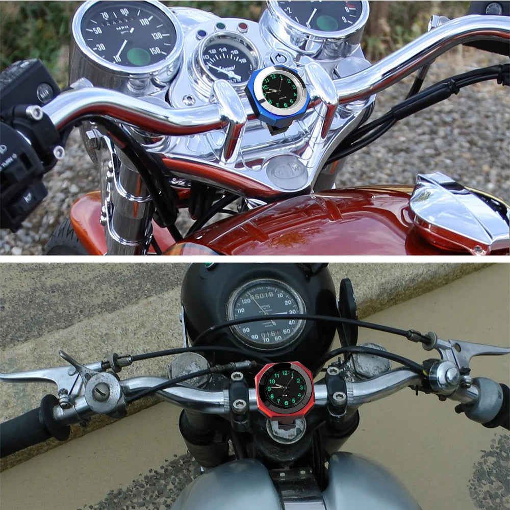 Aluminum Alloy Motorcycle Clock Waterproof Mount Quartz Clock Watch Aluminum Luminous Clock 22-28mm Handlebar Car Accessories