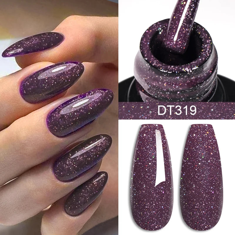 MEET ACROSS 7ml Dark Red Gel Nail Polish Nail Art Gel Burgundy Aunt Red Winter Semi-Permanent Long-Lasting Varnish Manicure