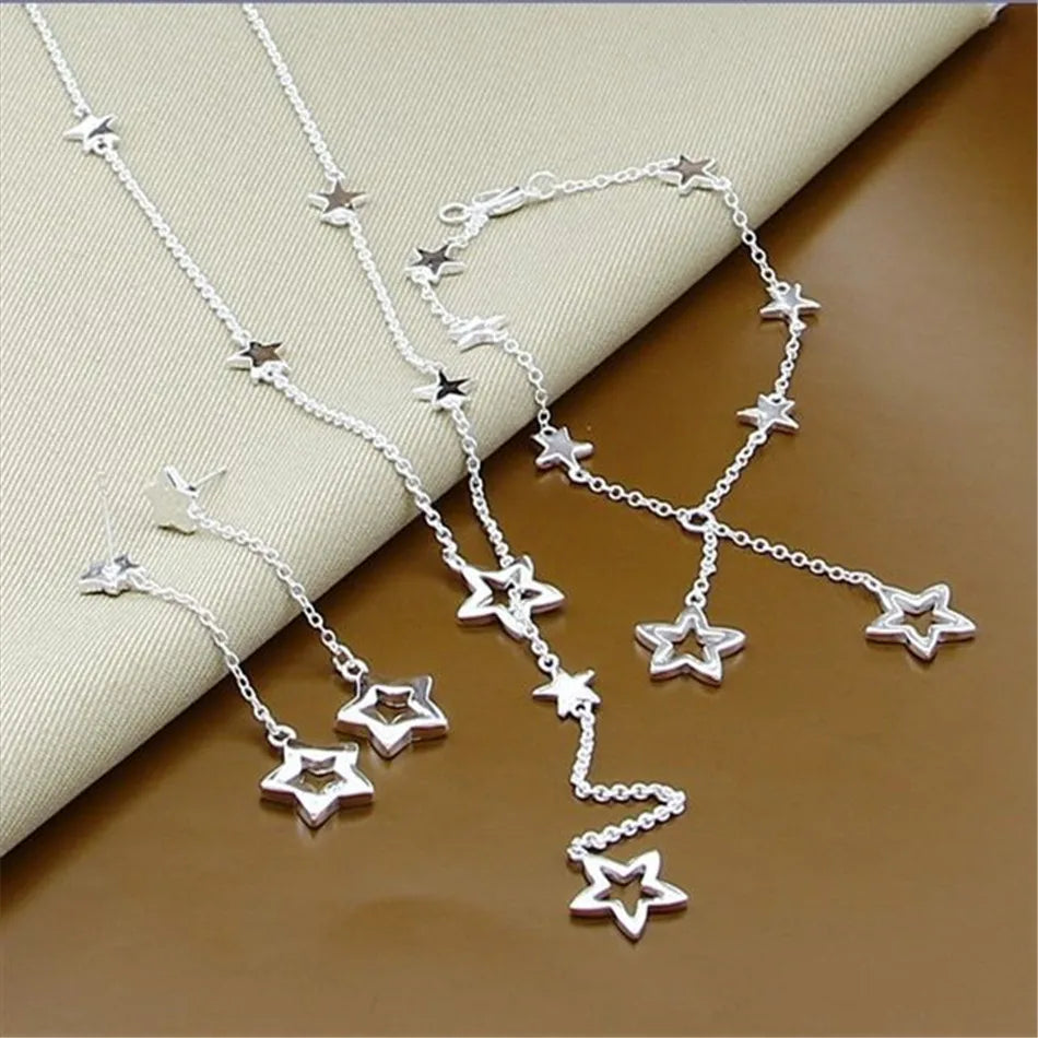 Fine Jewelry Set 925 Sterling Silver Sideways Snake Chain Bracelet Necklace Sets For Women Men Fashion Charm Jewelry Gift