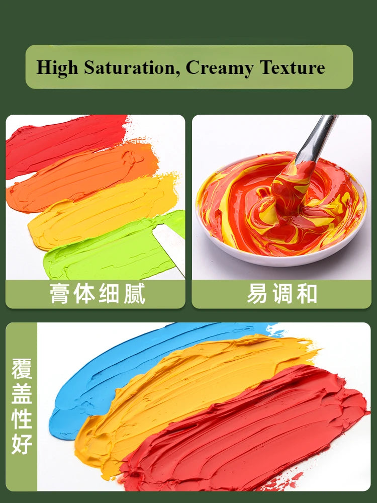 170ml LargeTubes Oil Paint Non-Toxic Excellent Tinting Strength, Mixable for Canvas Painting Artist Beginners DIY Art Supplies