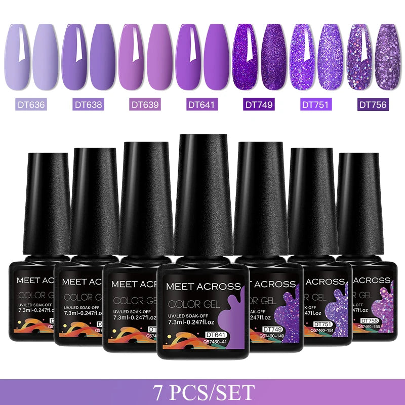 7pcs Gel Nail Polish Set For All Season 7.3ml Semi Permanent UV Gel Varnish Long Lasting Manicure Kit Soak Off Nail Supplies DIY