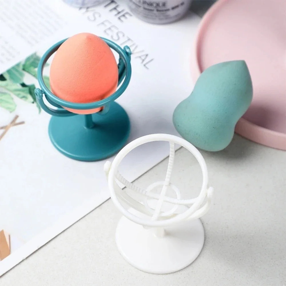 Puff Holder 360° Rotatable Wall-mounted Sponge Powder Puff Shelf White Blue Makeup Sponge Beauty Egg Holder Make Up Storage Tool