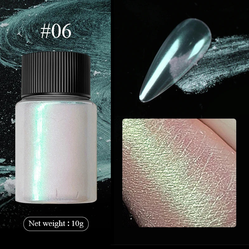 Aurora Pearl Nude Pink White Nails Glitter Dust Chrome Moonlight White Rubbing on Powder Shell Mirror Pigment Nail Art Supplies