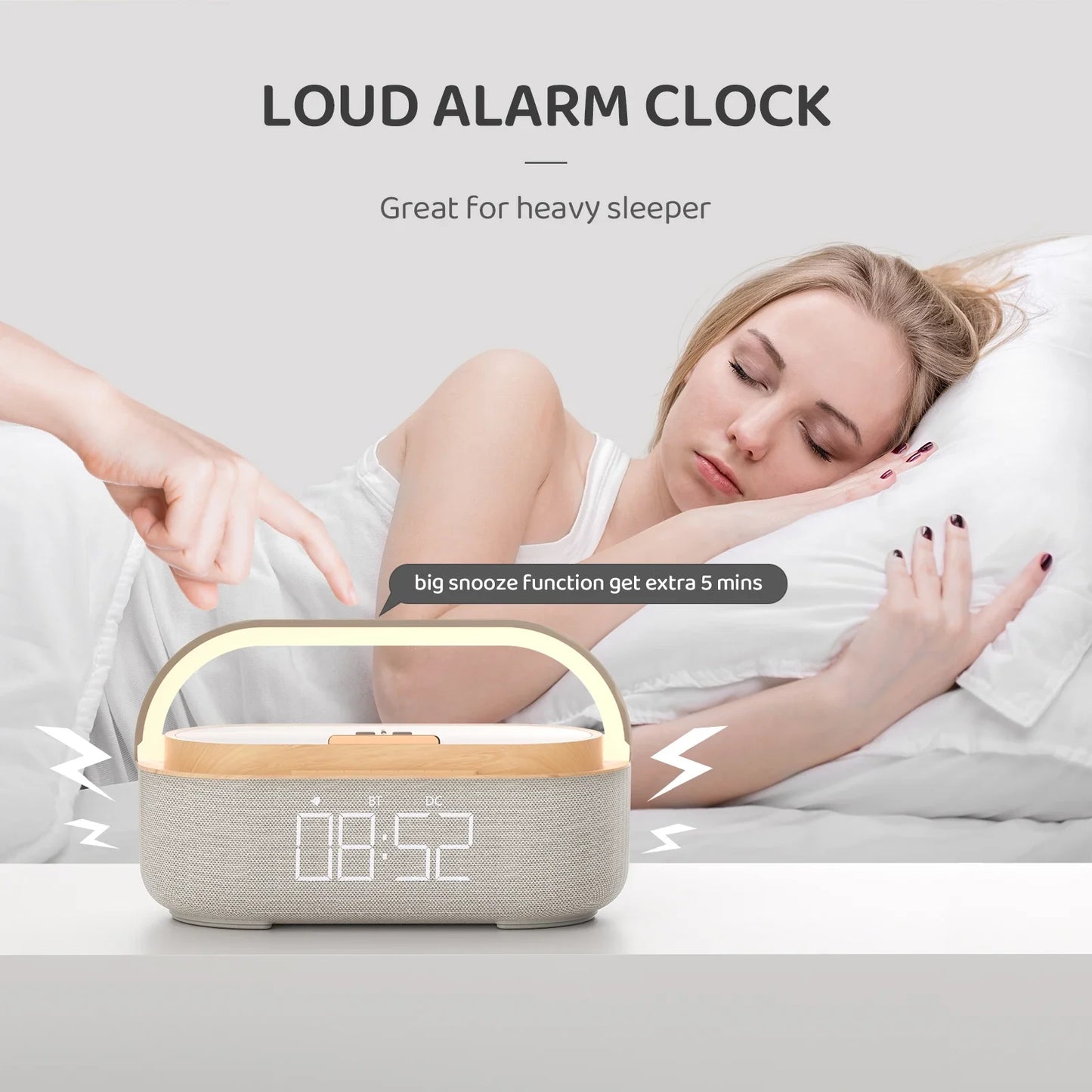 COSLUR S29 Bluetooth Speaker 2500Mah Battery Supports 15W Wireless Charging Digital Clock Display Night Light Alarm Clock