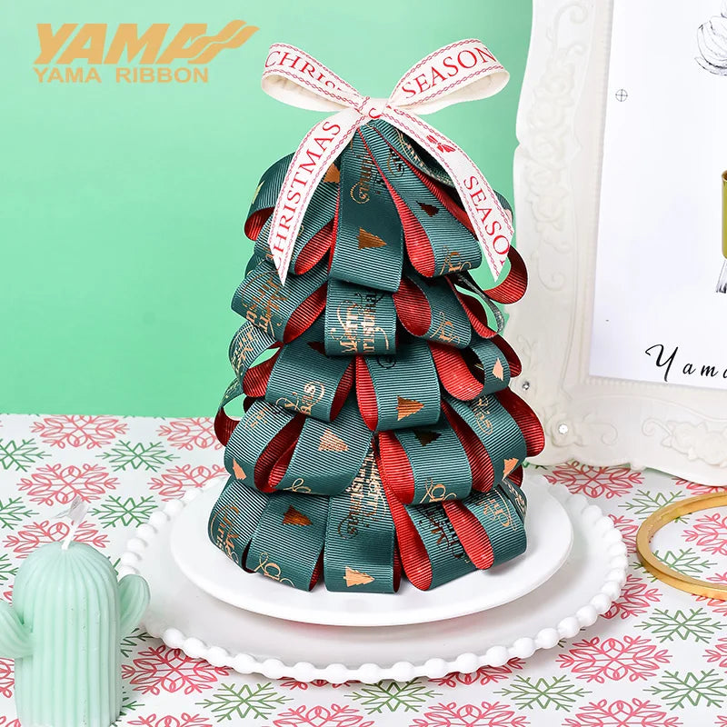 YAMA 2024 Christmas Ribbon 16 25mm 100Yards/roll Ribbons for gift wrapping DIY Decoration hair ornaments flower packaging