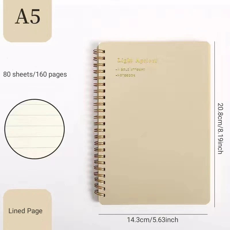 A5 Vintage Spiral Notebook, 80 Sheets/160 Pages Memo Journal Diary Notebook Spiral Design for Students Office Business