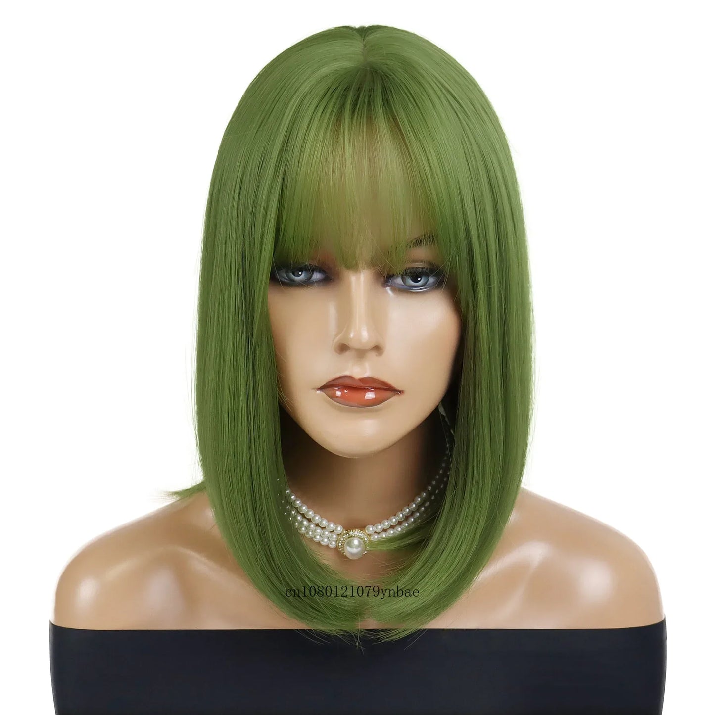 Green Cosplay Wigs with Bangs for Women Girls Bob Wig Lolita Style Halloween Costume Carnival Party Christmas Use Heat Resistant