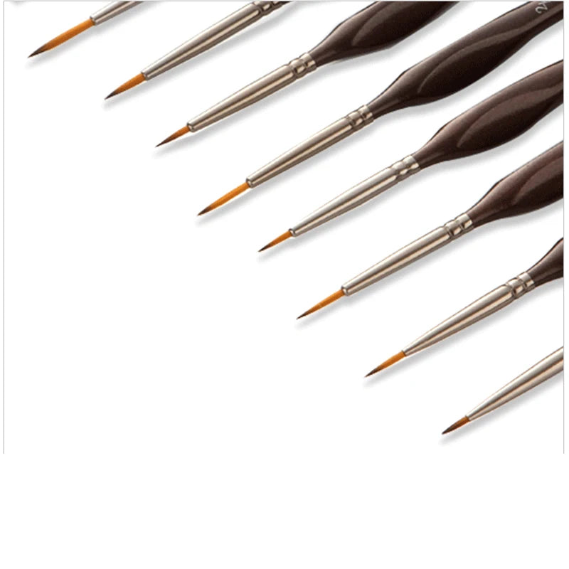 Professional 12pcs Micro Fine Detail Paint Brush Set Nylon Miniature Hook Line Pen Oil Painting Acrylic Tiny Hand-Painted Art